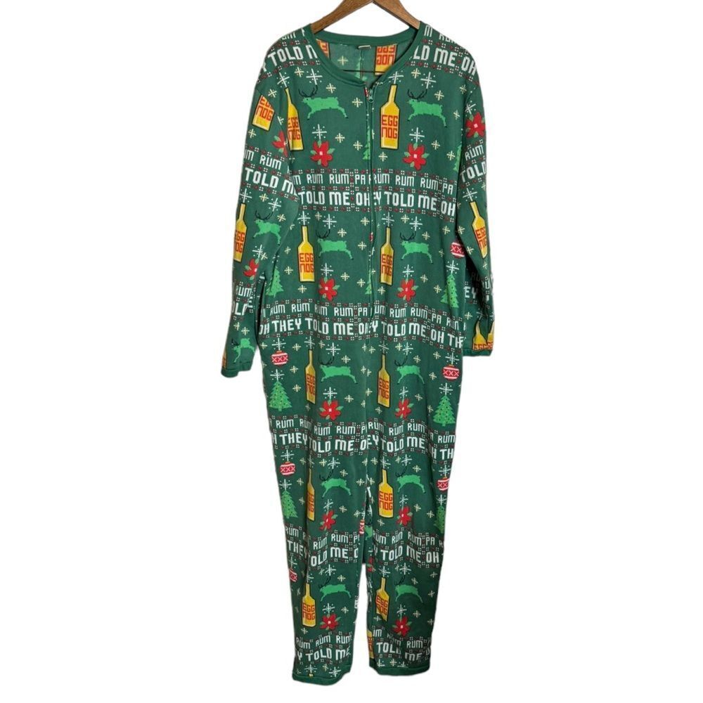 Dec. 25th Green Rum A Rum Rum Rum Christmas Onesie Union Suit Size Xl
